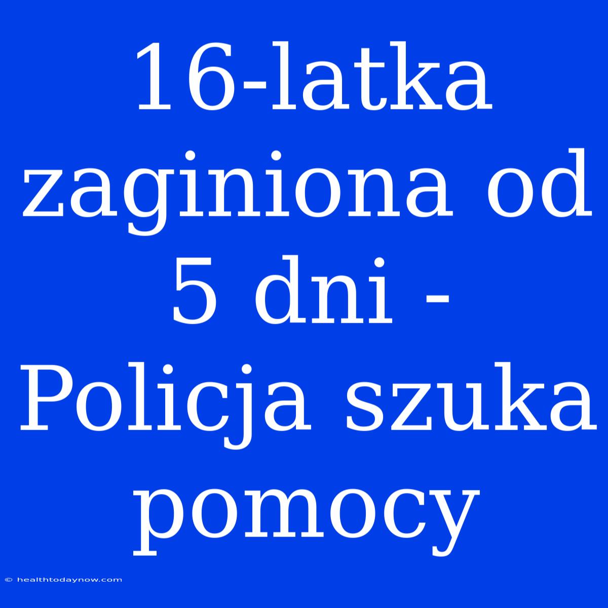 16-latka Zaginiona Od 5 Dni - Policja Szuka Pomocy