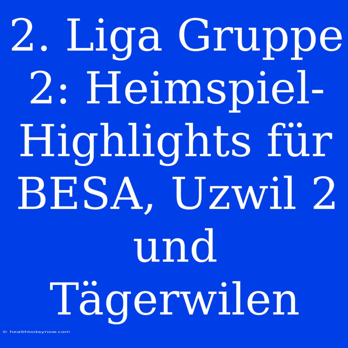 2. Liga Gruppe 2: Heimspiel-Highlights Für BESA, Uzwil 2 Und Tägerwilen