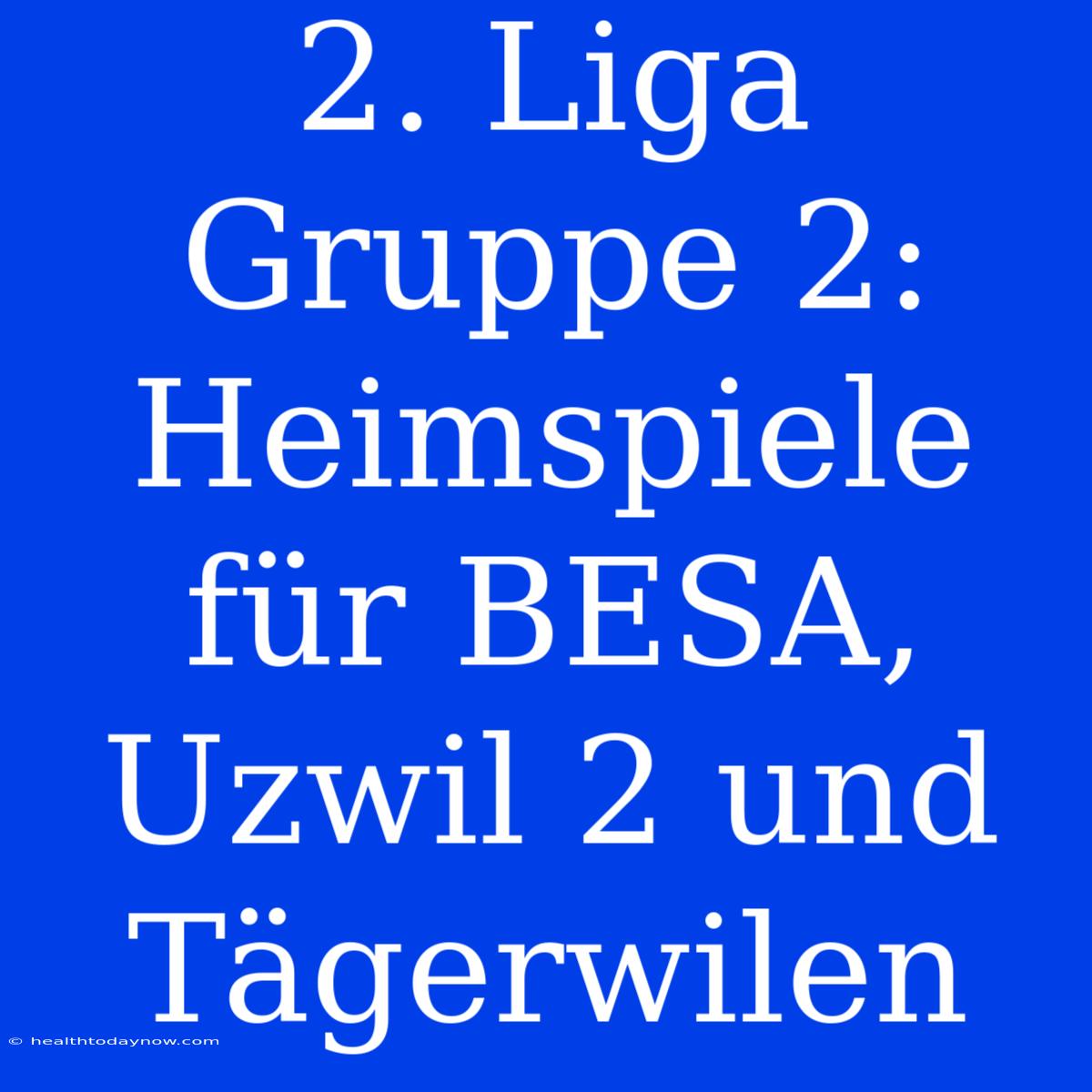 2. Liga Gruppe 2: Heimspiele Für BESA, Uzwil 2 Und Tägerwilen