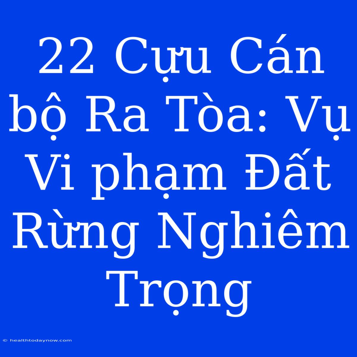 22 Cựu Cán Bộ Ra Tòa: Vụ Vi Phạm Đất Rừng Nghiêm Trọng