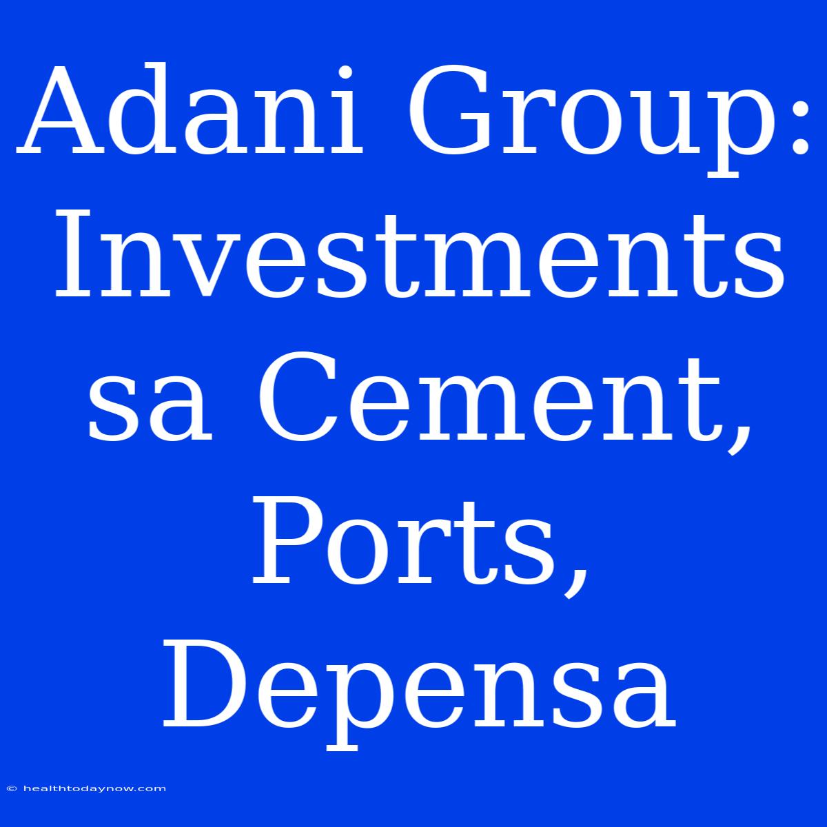 Adani Group:  Investments Sa Cement, Ports, Depensa