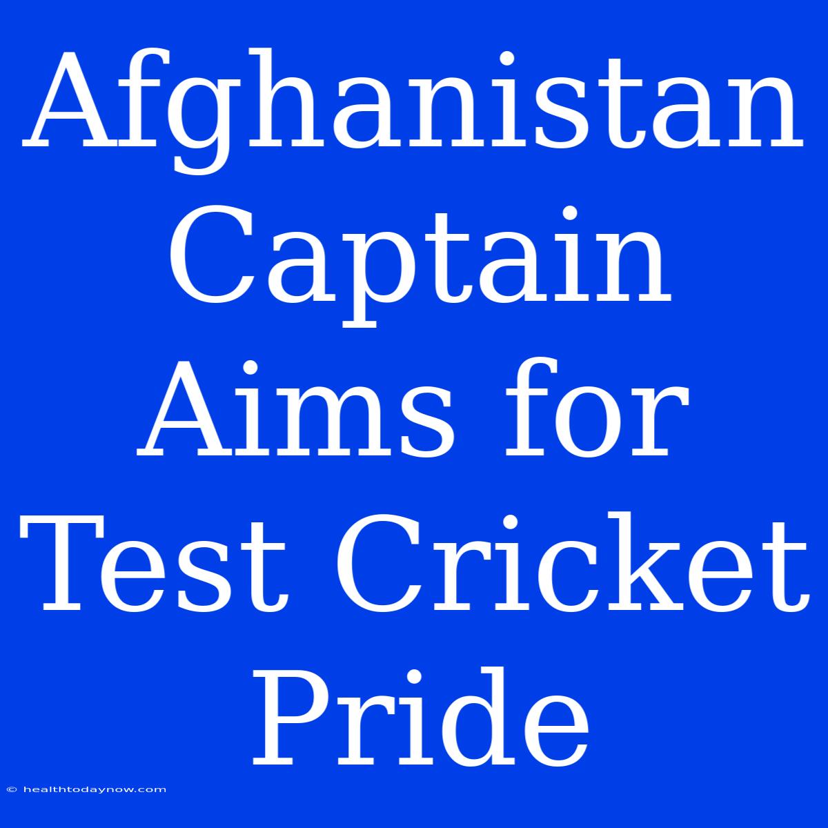 Afghanistan Captain Aims For Test Cricket Pride