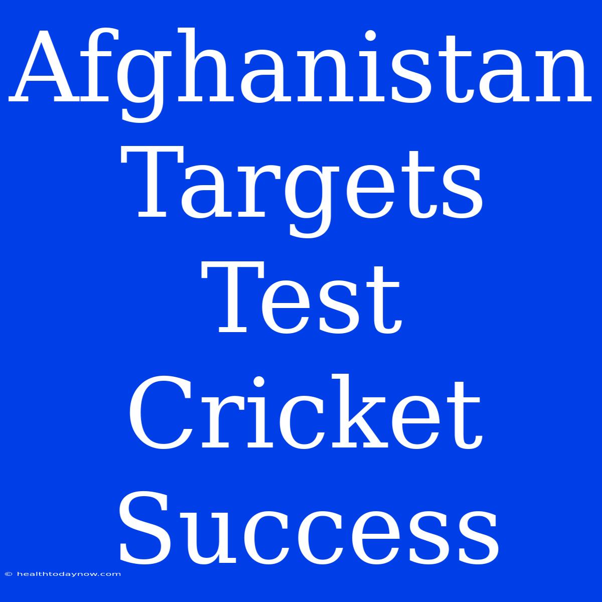 Afghanistan Targets Test Cricket Success