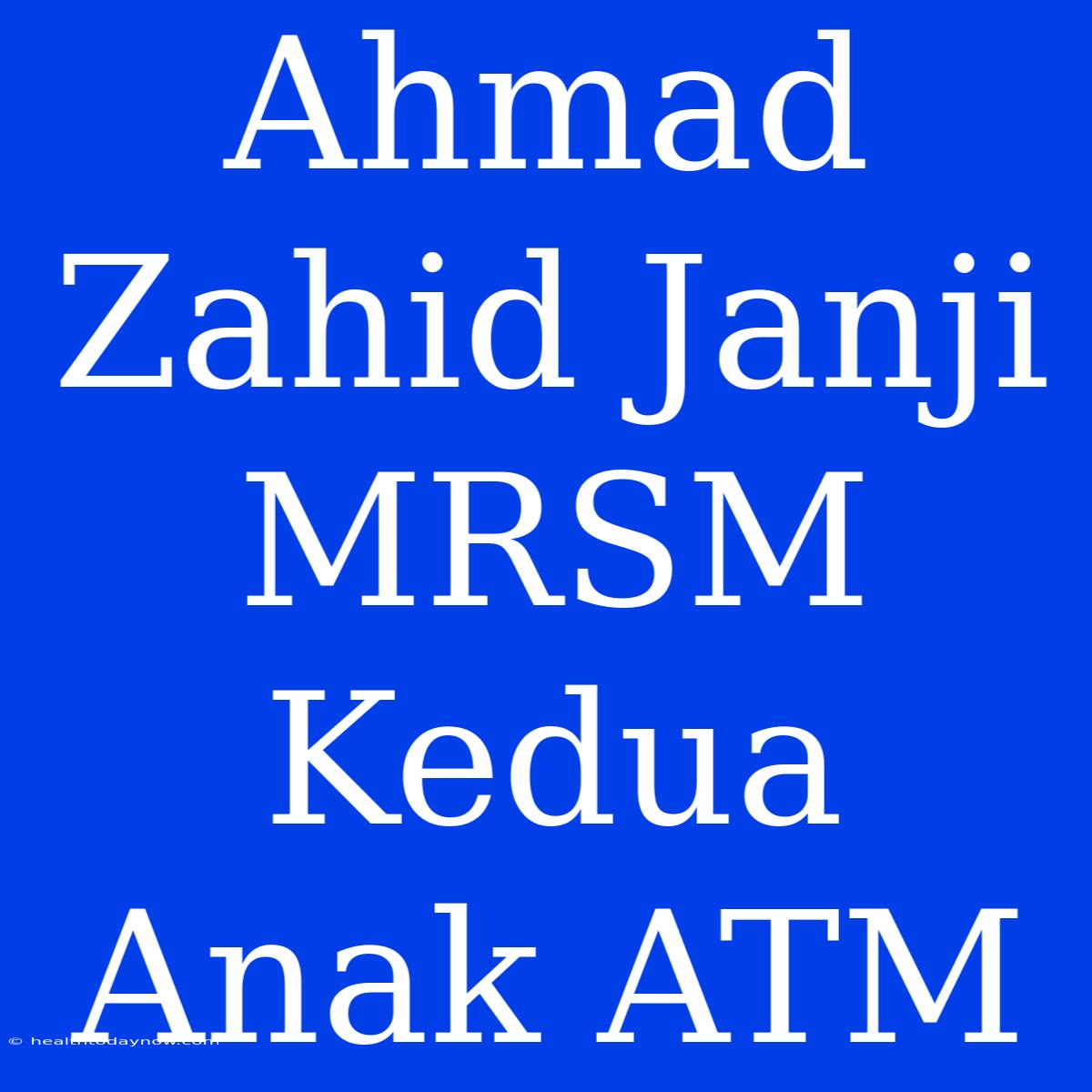 Ahmad Zahid Janji MRSM Kedua Anak ATM