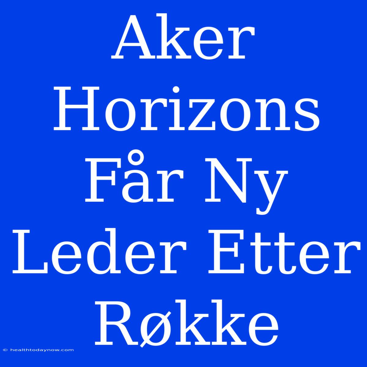 Aker Horizons Får Ny Leder Etter Røkke