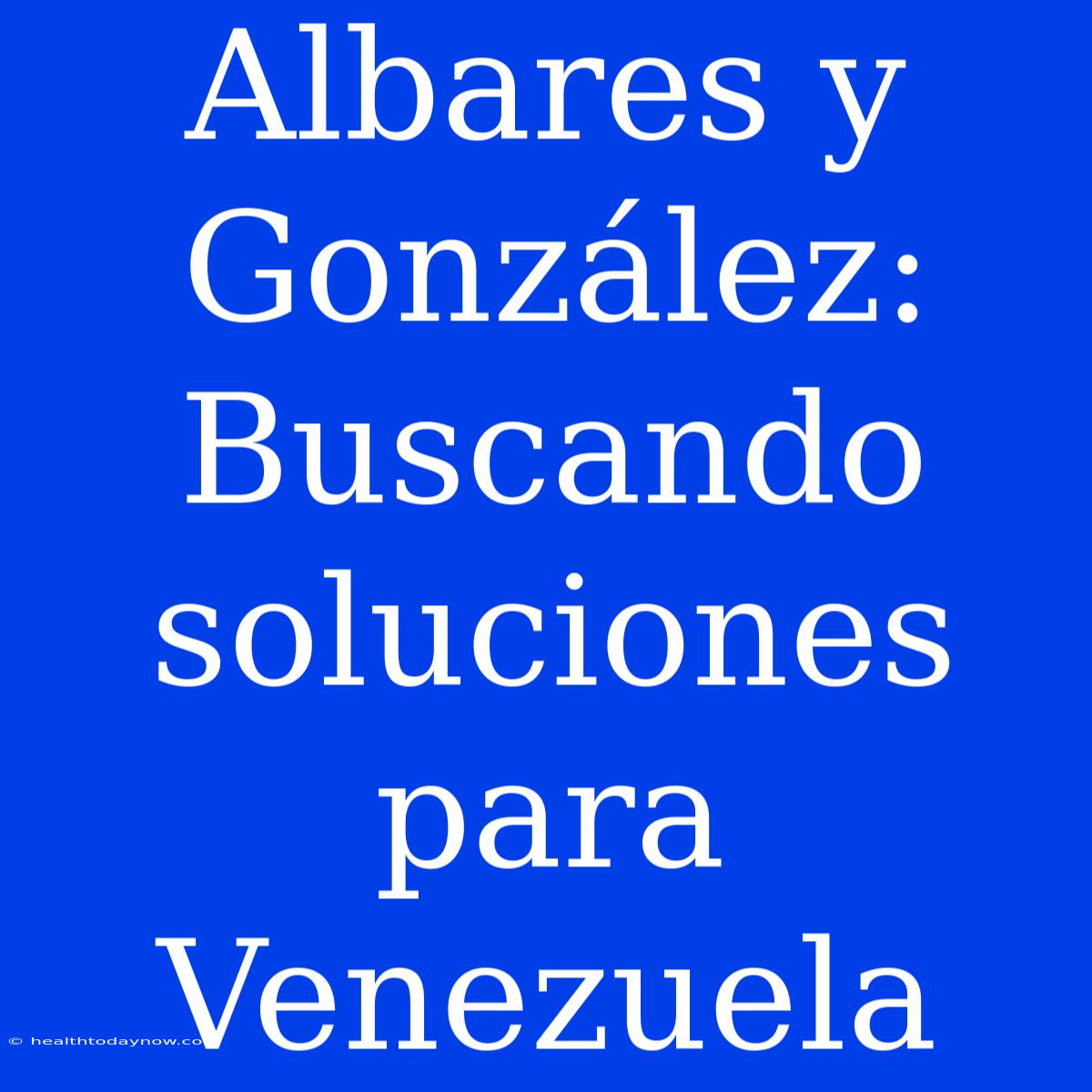 Albares Y González: Buscando Soluciones Para Venezuela