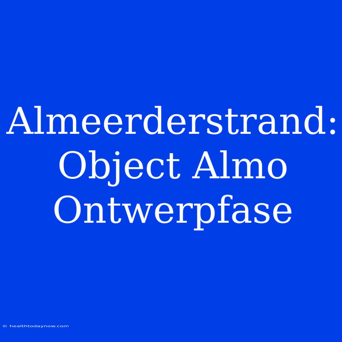 Almeerderstrand: Object Almo Ontwerpfase