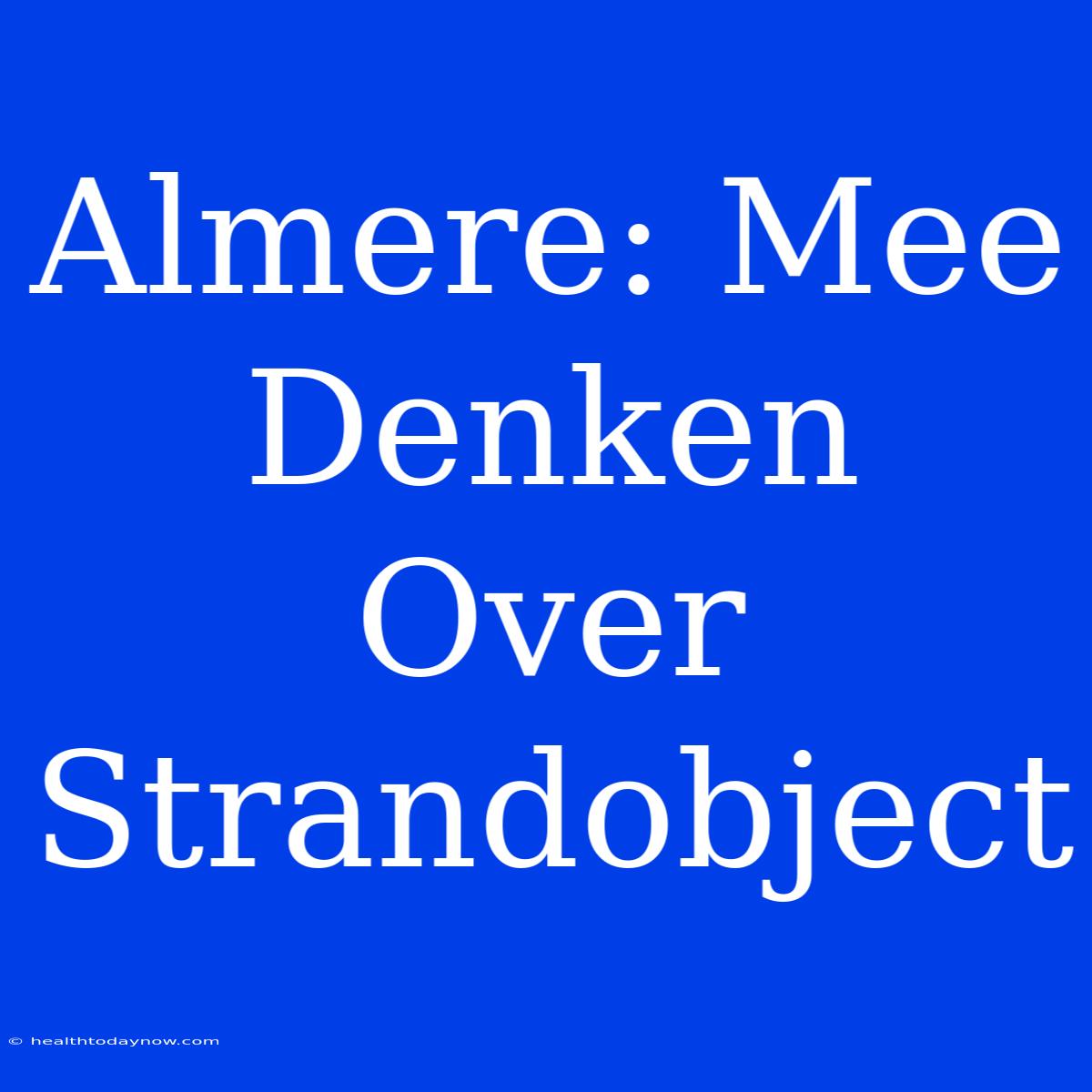 Almere: Mee Denken Over Strandobject