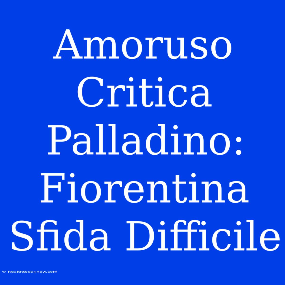 Amoruso Critica Palladino: Fiorentina Sfida Difficile