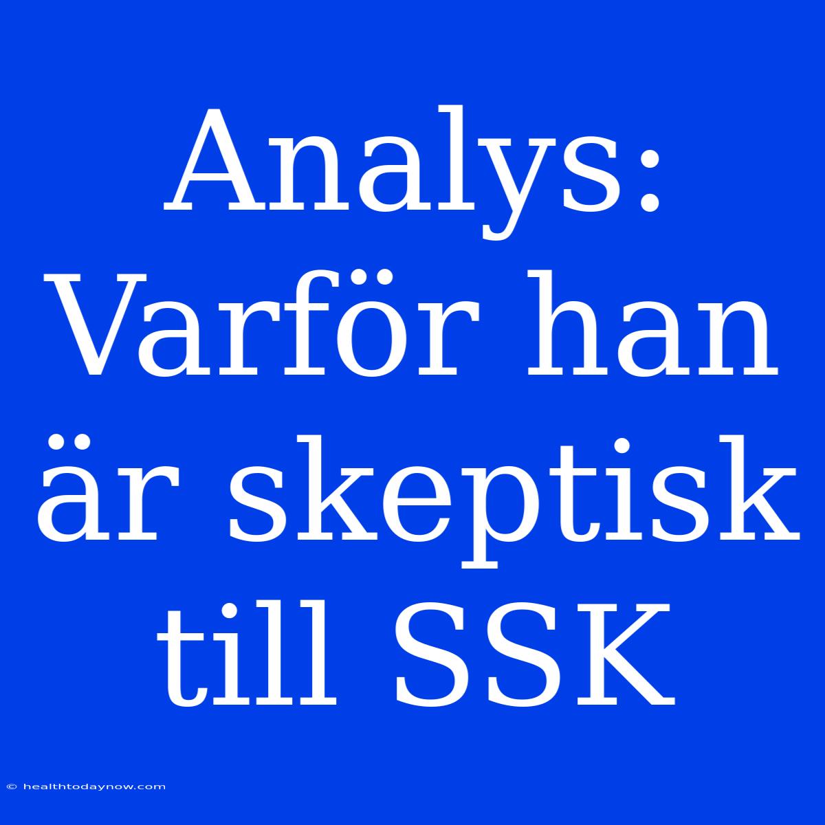 Analys: Varför Han Är Skeptisk Till SSK