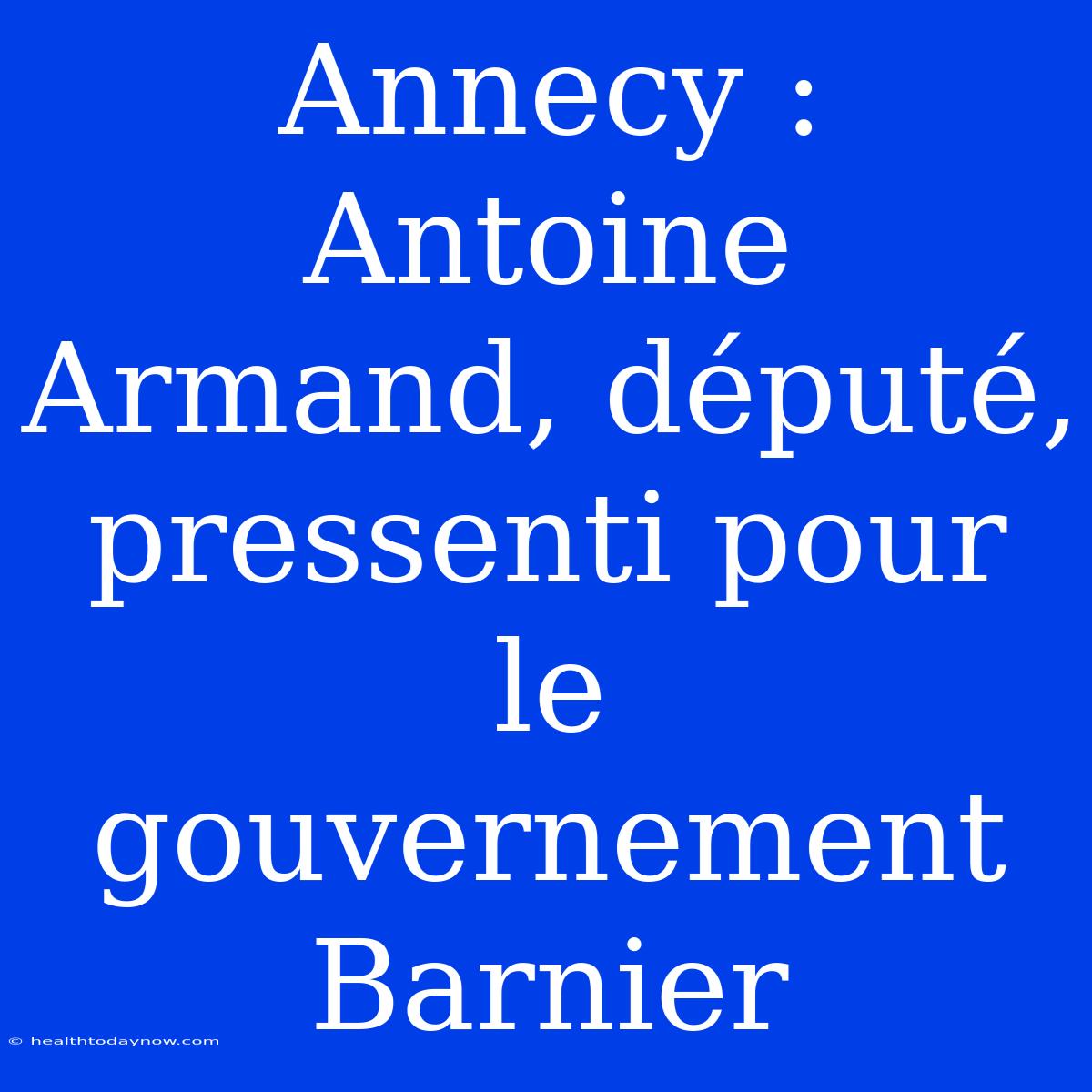 Annecy : Antoine Armand, Député, Pressenti Pour Le Gouvernement Barnier