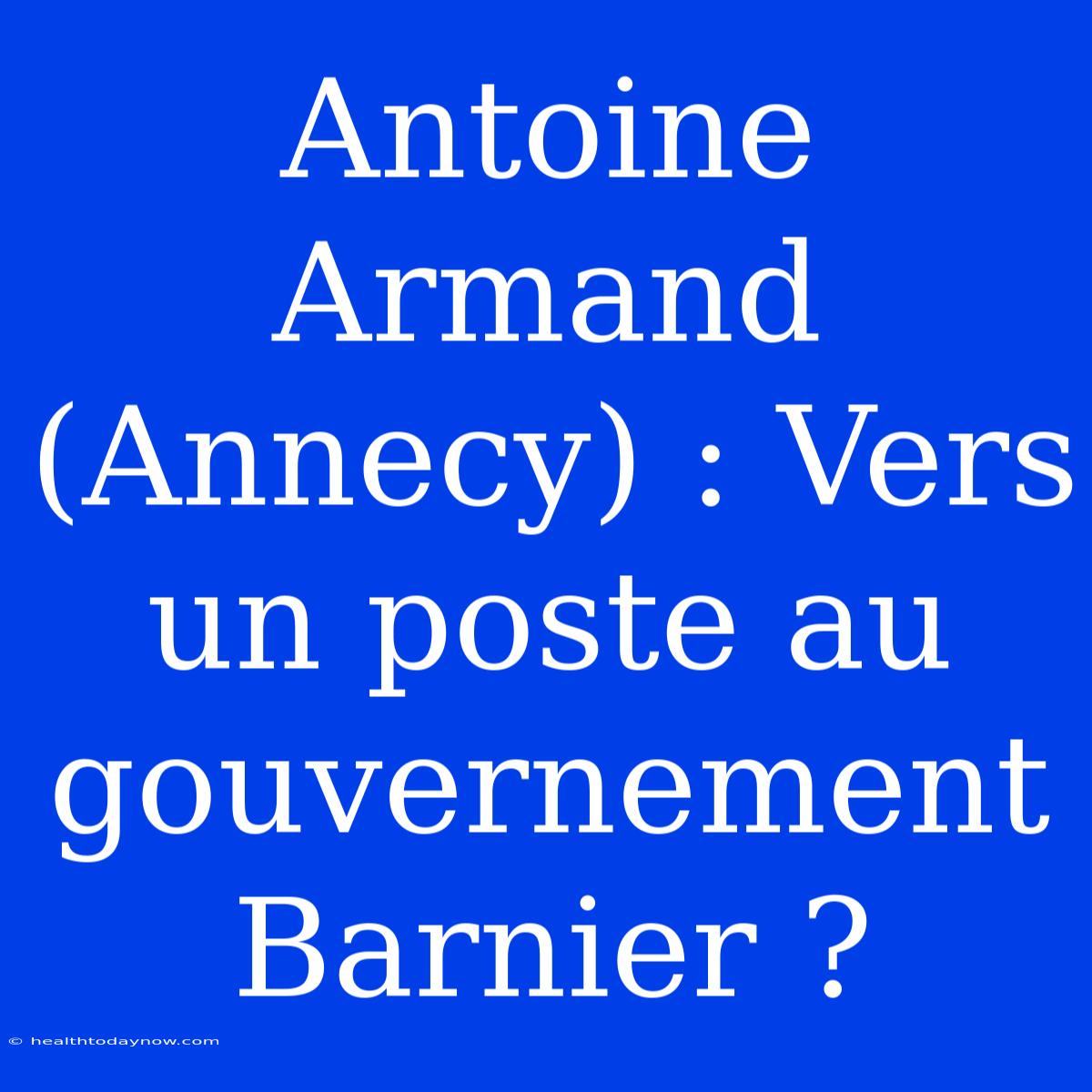 Antoine Armand (Annecy) : Vers Un Poste Au Gouvernement Barnier ?