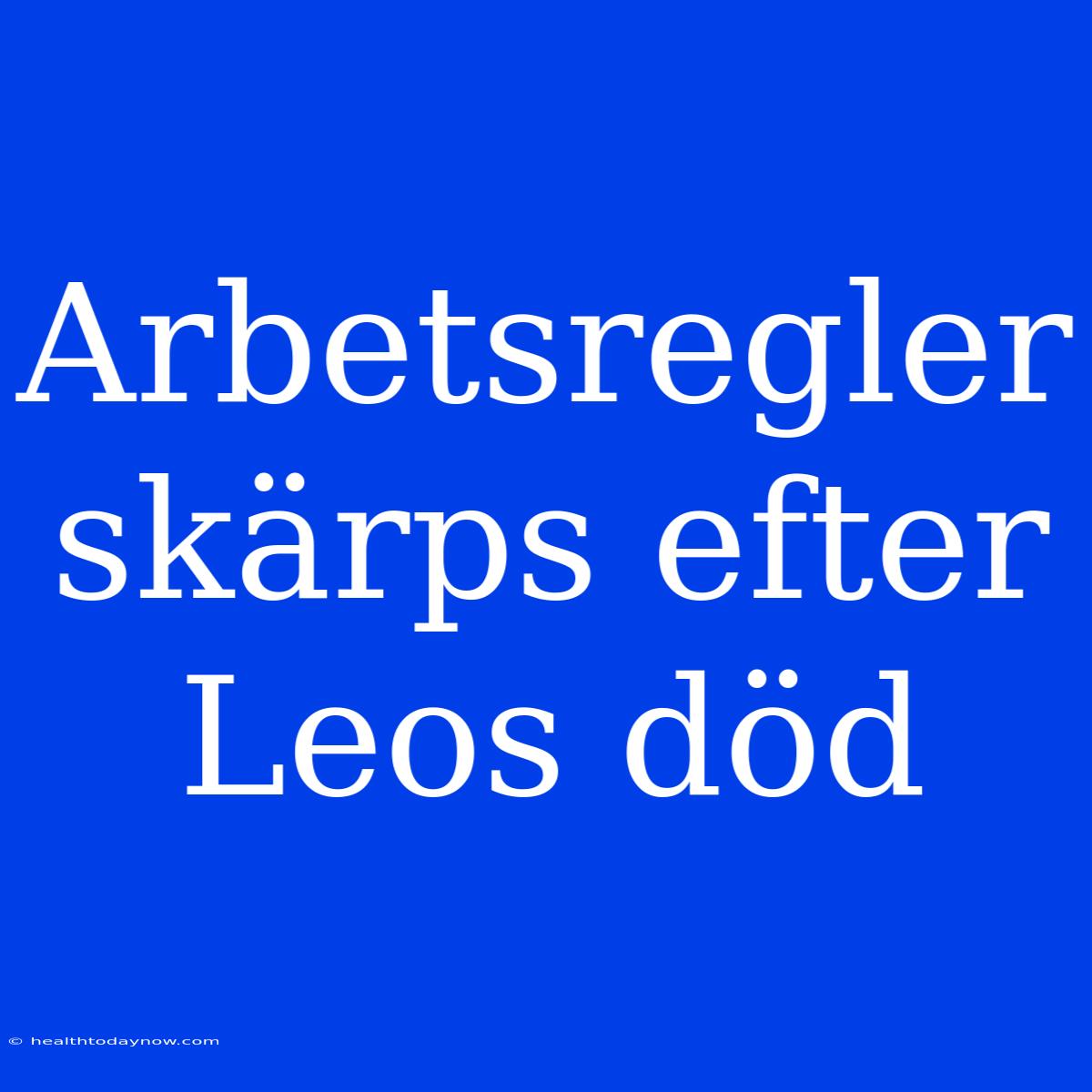 Arbetsregler Skärps Efter Leos Död