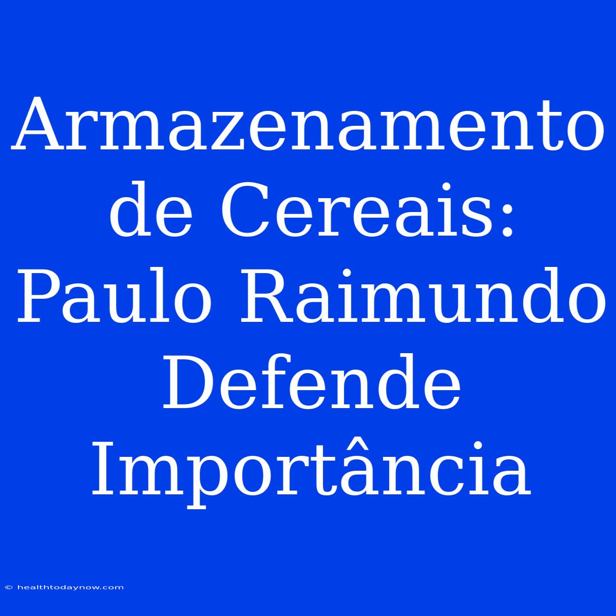 Armazenamento De Cereais: Paulo Raimundo Defende Importância