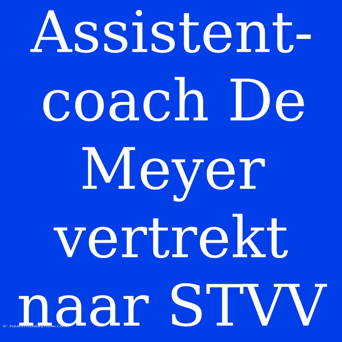 Assistent-coach De Meyer Vertrekt Naar STVV