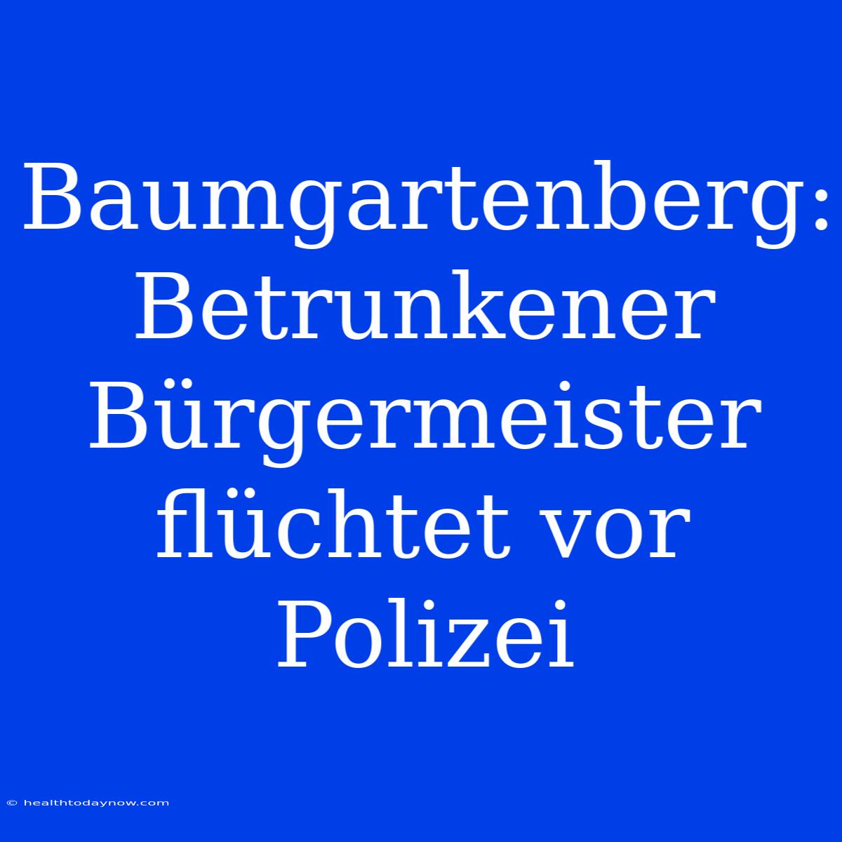 Baumgartenberg: Betrunkener Bürgermeister Flüchtet Vor Polizei 