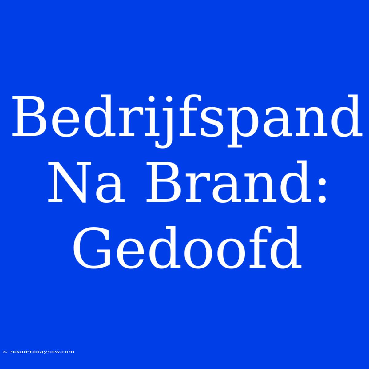 Bedrijfspand Na Brand: Gedoofd 