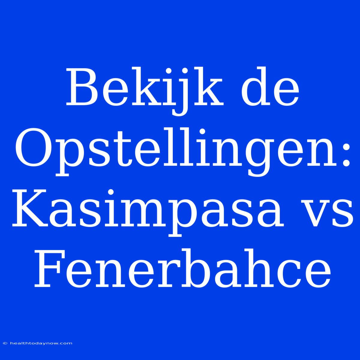 Bekijk De Opstellingen: Kasimpasa Vs Fenerbahce