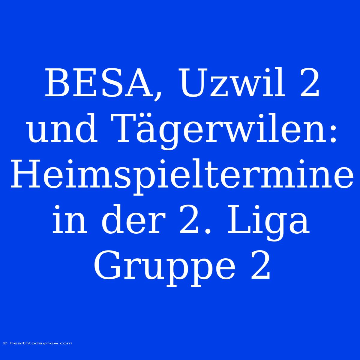 BESA, Uzwil 2 Und Tägerwilen: Heimspieltermine In Der 2. Liga Gruppe 2 