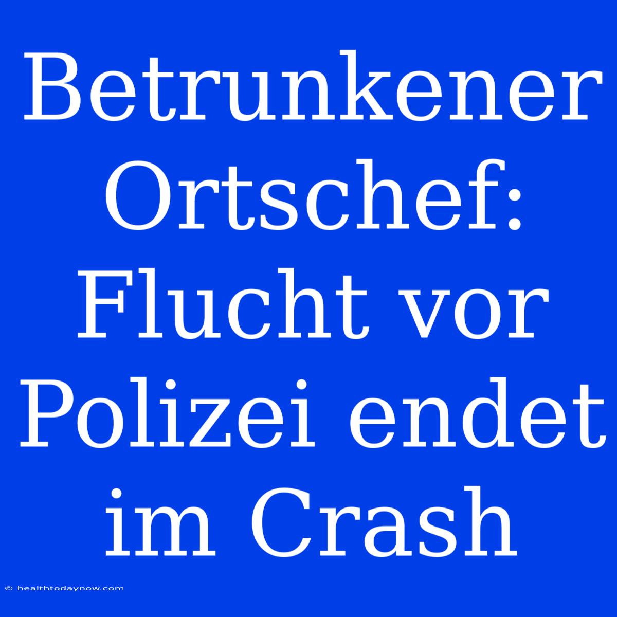 Betrunkener Ortschef: Flucht Vor Polizei Endet Im Crash