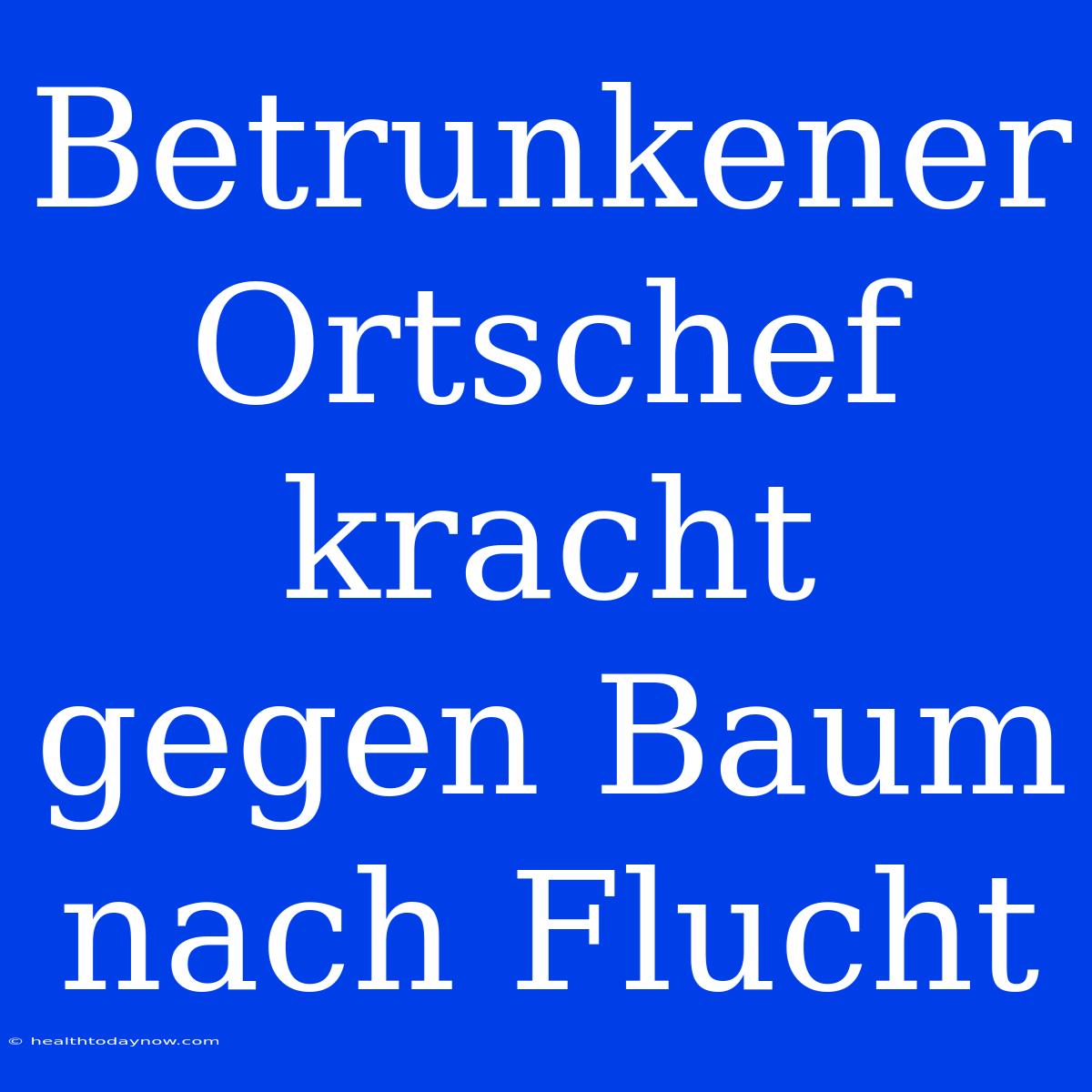 Betrunkener Ortschef Kracht Gegen Baum Nach Flucht