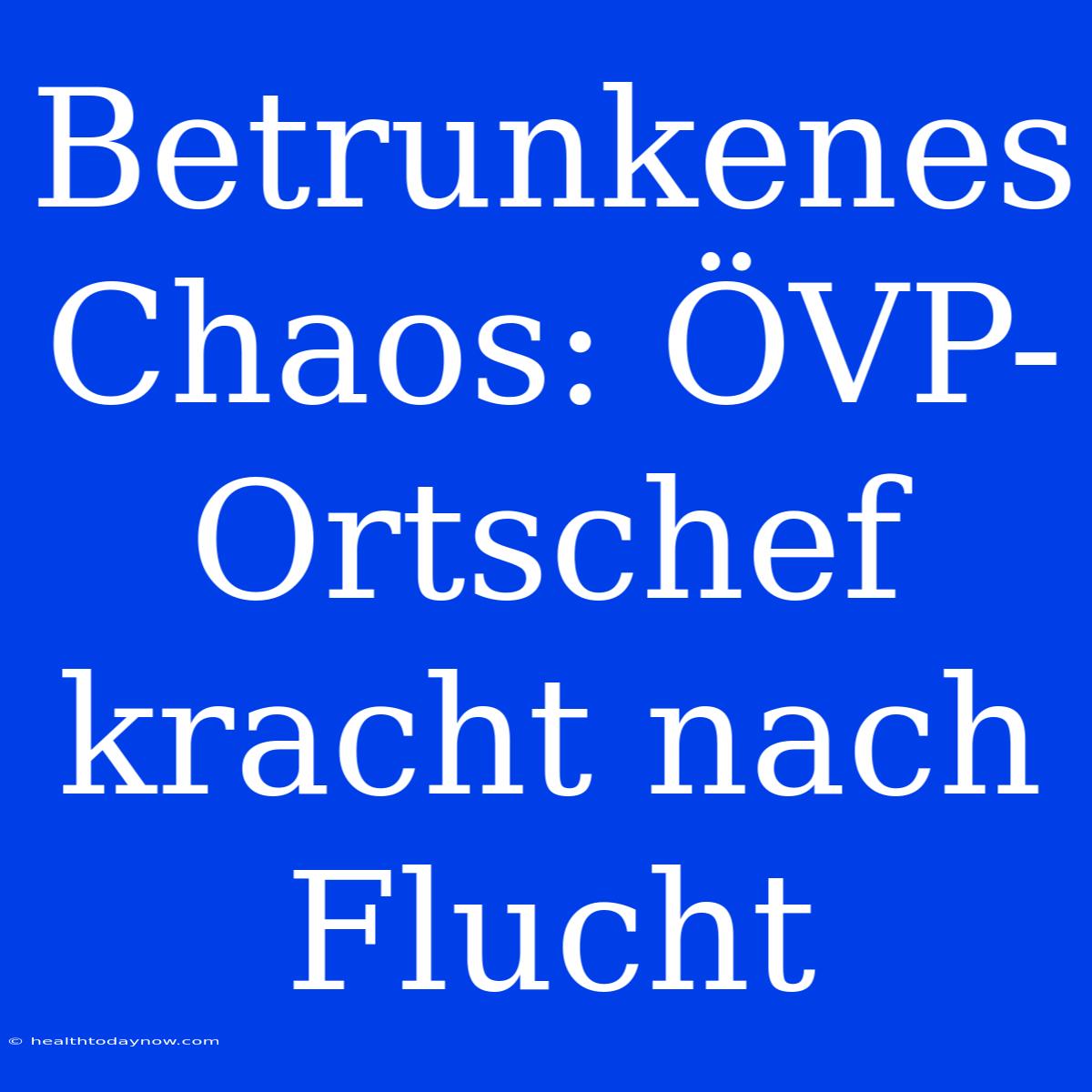 Betrunkenes Chaos: ÖVP-Ortschef Kracht Nach Flucht