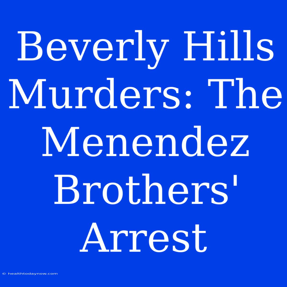 Beverly Hills Murders: The Menendez Brothers' Arrest