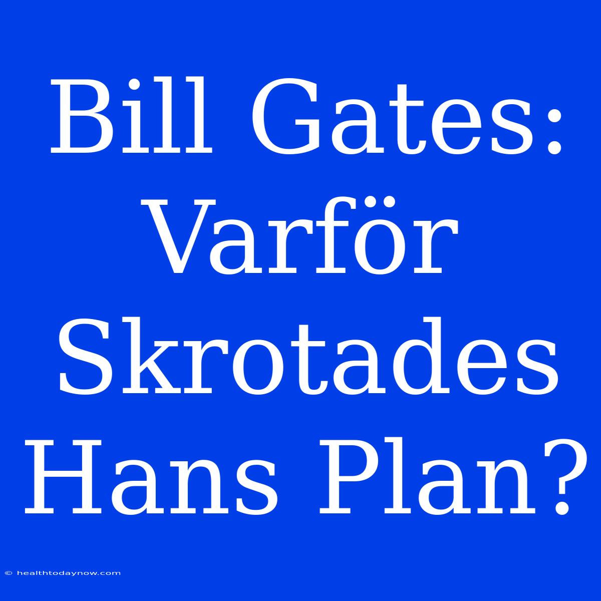 Bill Gates: Varför Skrotades Hans Plan?