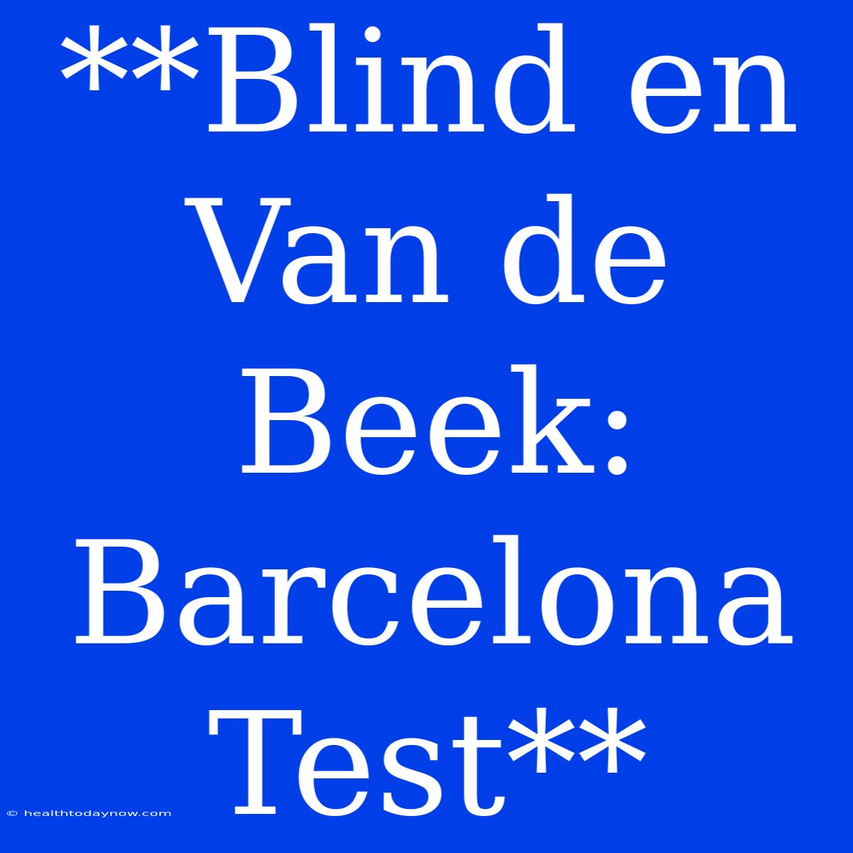 **Blind En Van De Beek: Barcelona Test**