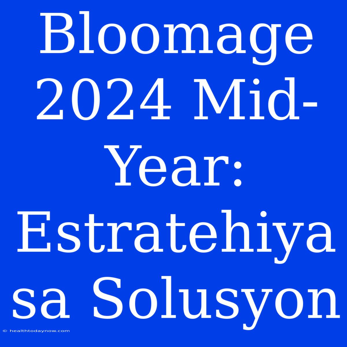 Bloomage 2024 Mid-Year:  Estratehiya Sa Solusyon 