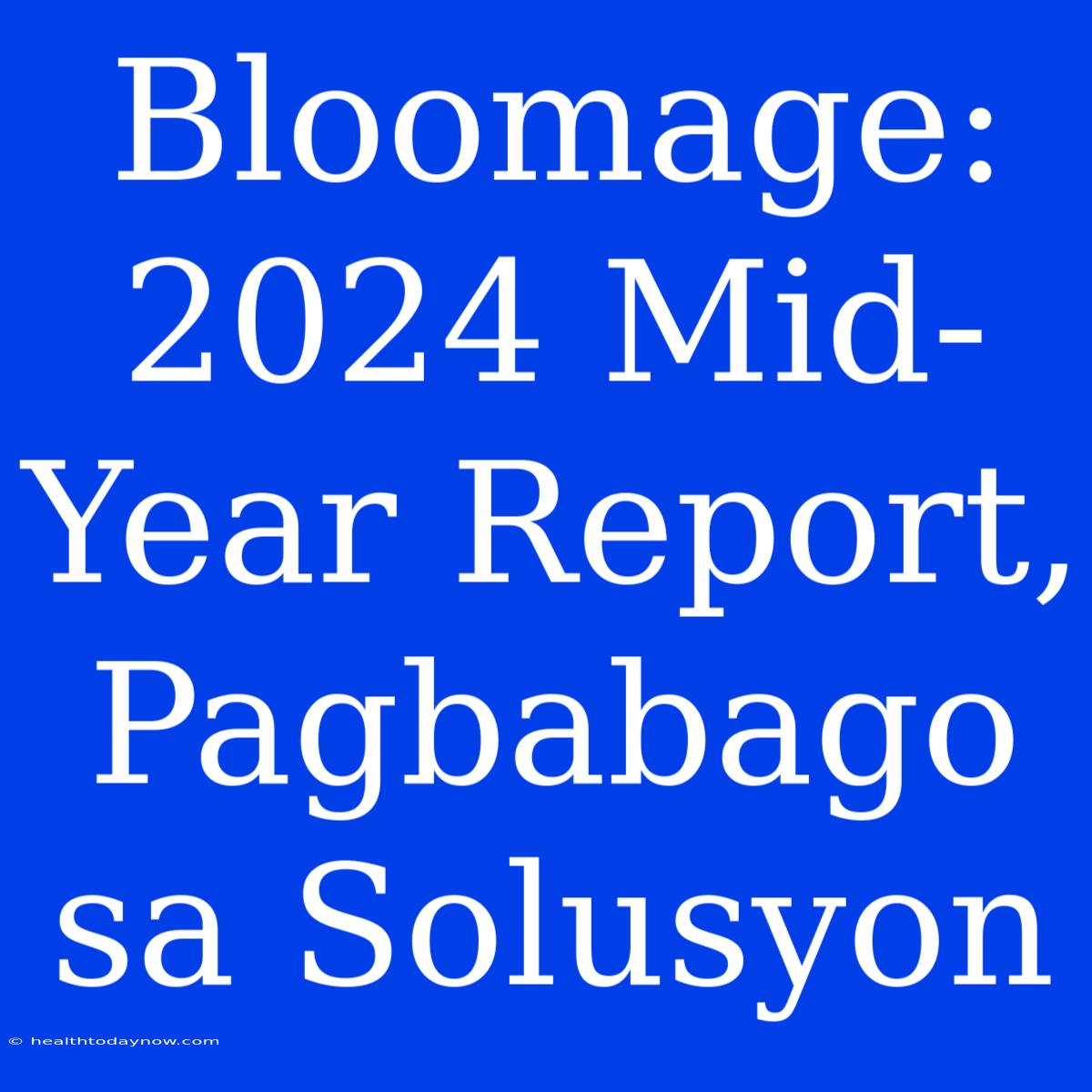 Bloomage: 2024 Mid-Year Report, Pagbabago Sa Solusyon