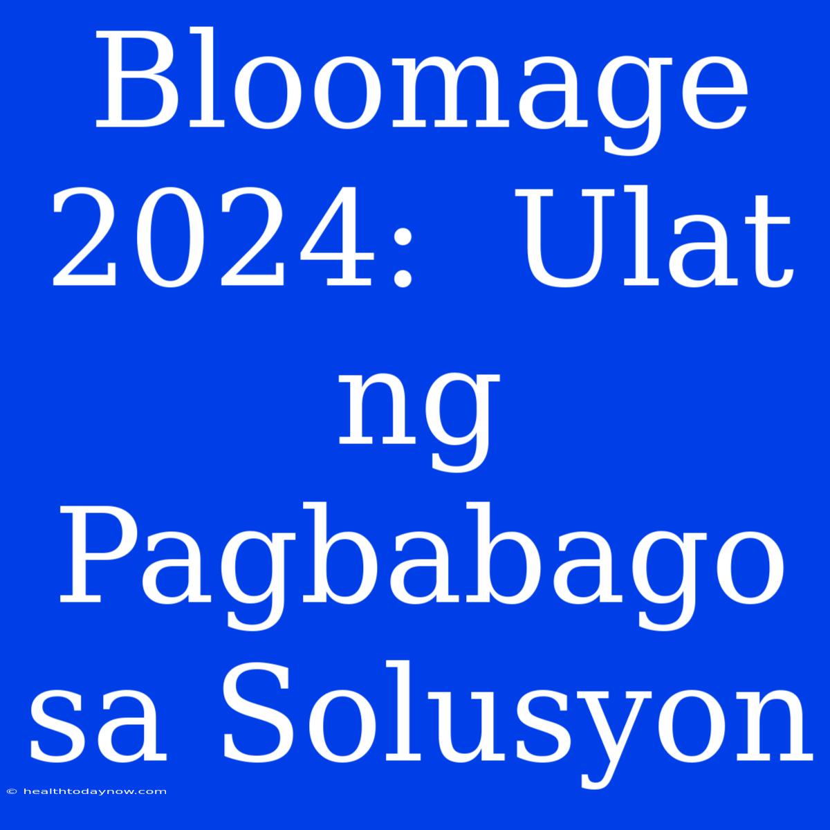 Bloomage 2024:  Ulat Ng Pagbabago Sa Solusyon