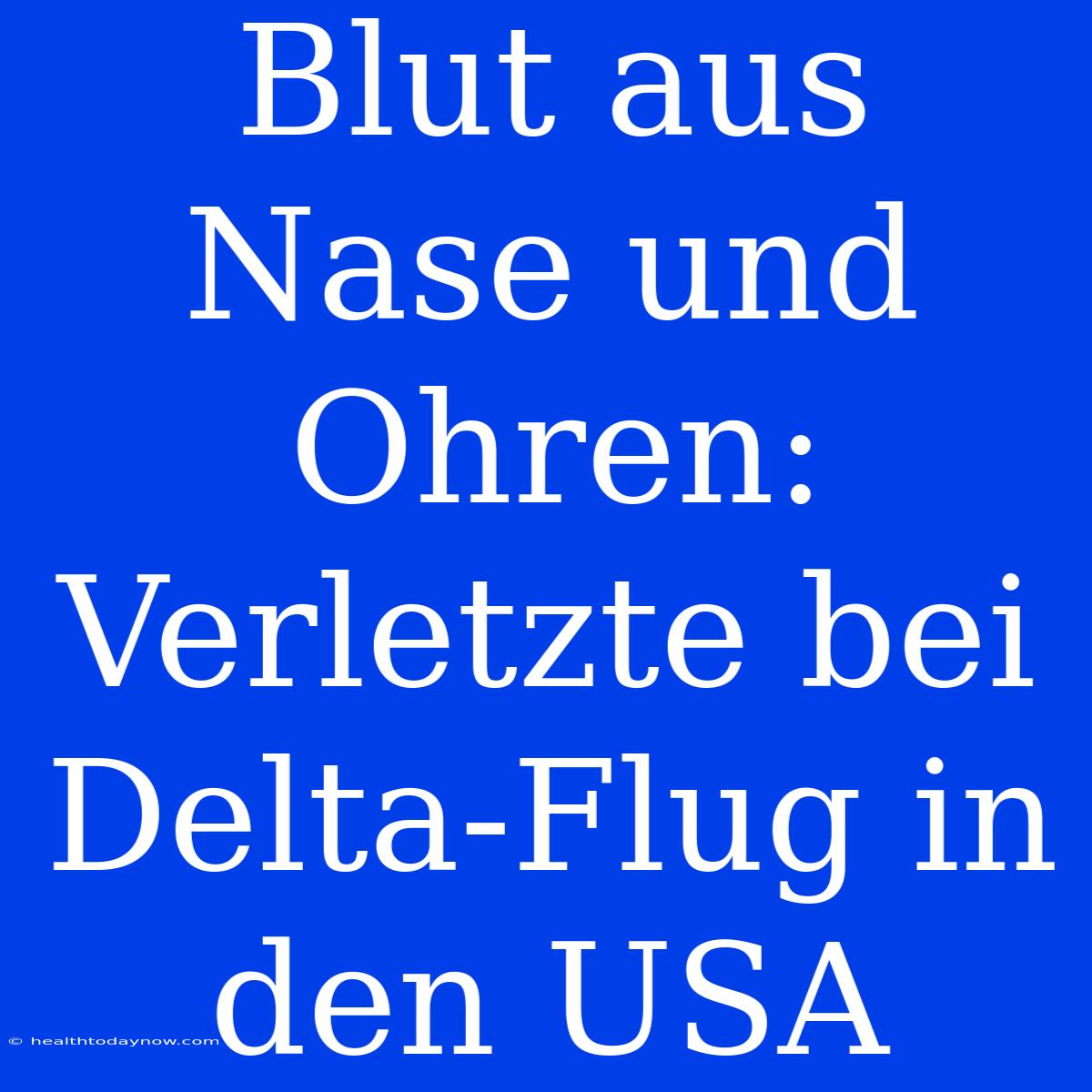 Blut Aus Nase Und Ohren: Verletzte Bei Delta-Flug In Den USA