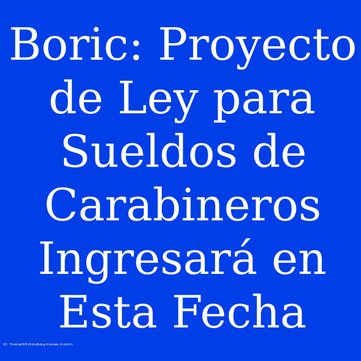 Boric: Proyecto De Ley Para Sueldos De Carabineros Ingresará En Esta Fecha