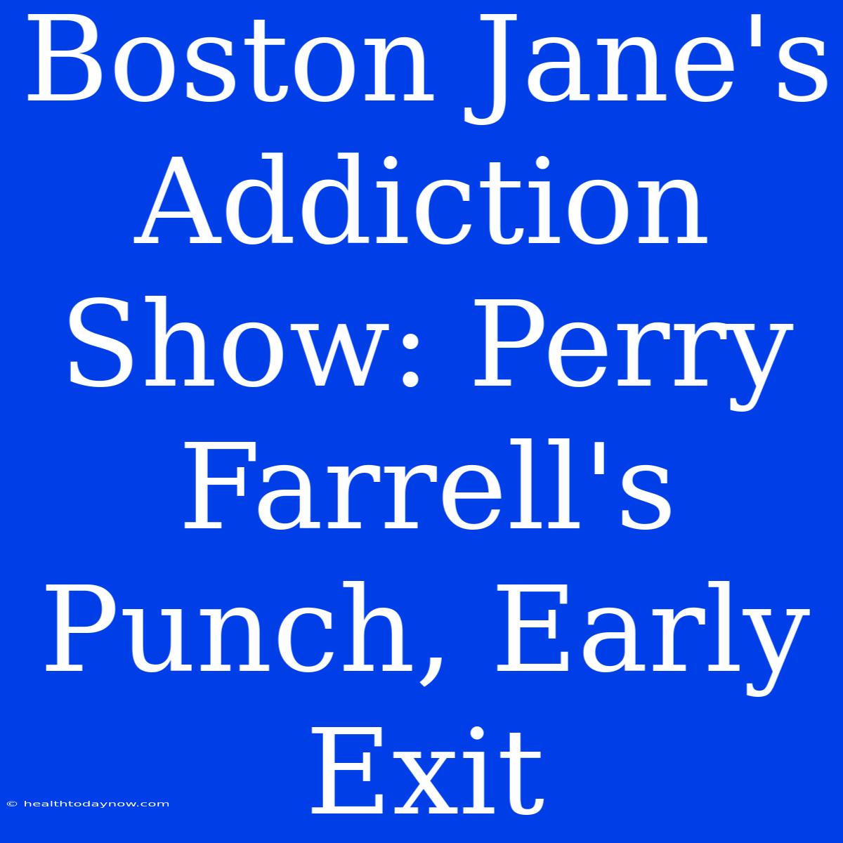 Boston Jane's Addiction Show: Perry Farrell's Punch, Early Exit 