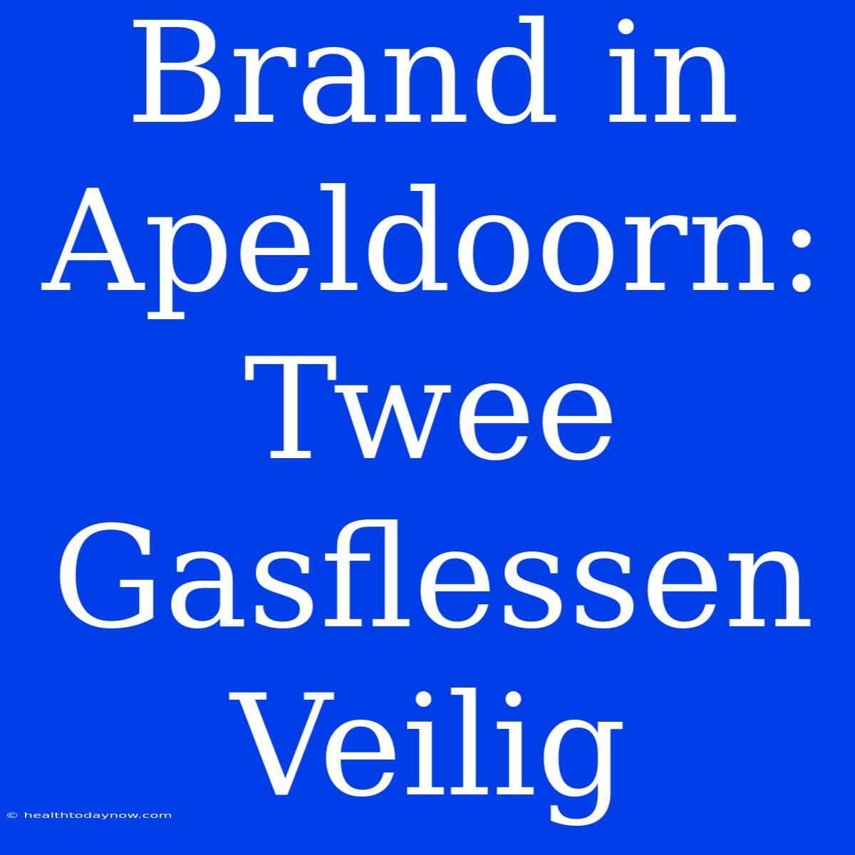 Brand In Apeldoorn: Twee Gasflessen Veilig