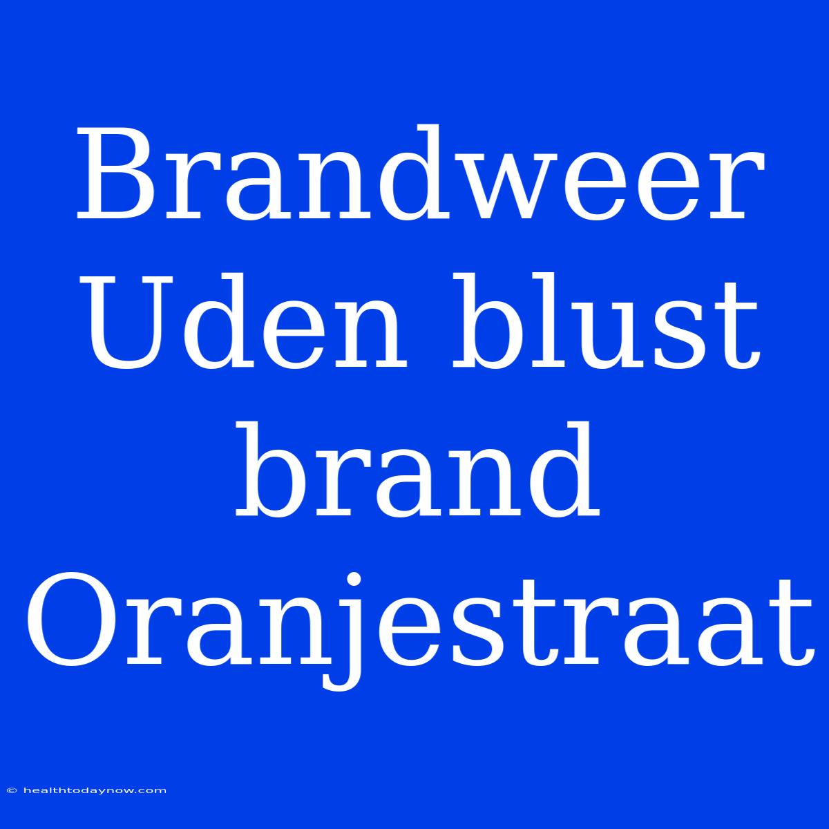 Brandweer Uden Blust Brand Oranjestraat