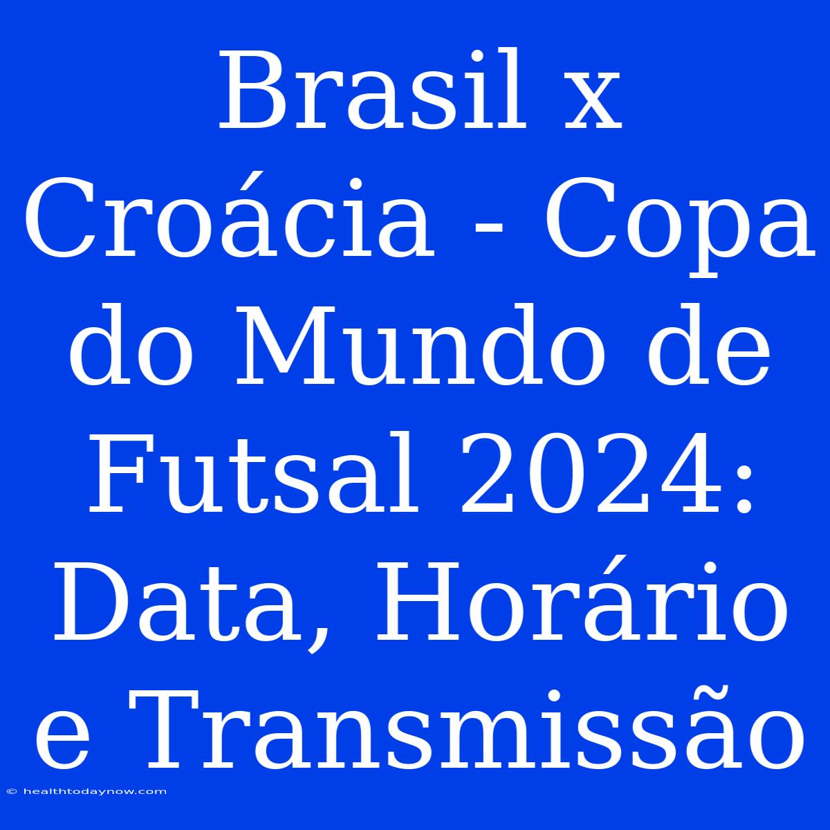 Brasil X Croácia - Copa Do Mundo De Futsal 2024: Data, Horário E Transmissão