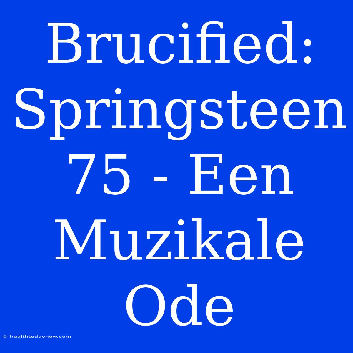 Brucified: Springsteen 75 - Een Muzikale Ode