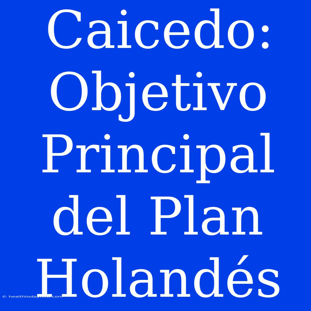 Caicedo: Objetivo Principal Del Plan Holandés