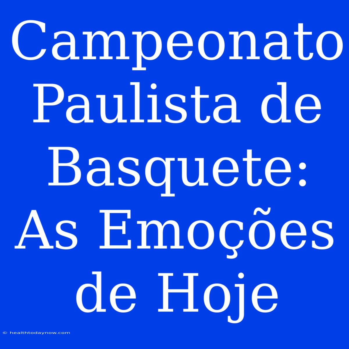 Campeonato Paulista De Basquete: As Emoções De Hoje