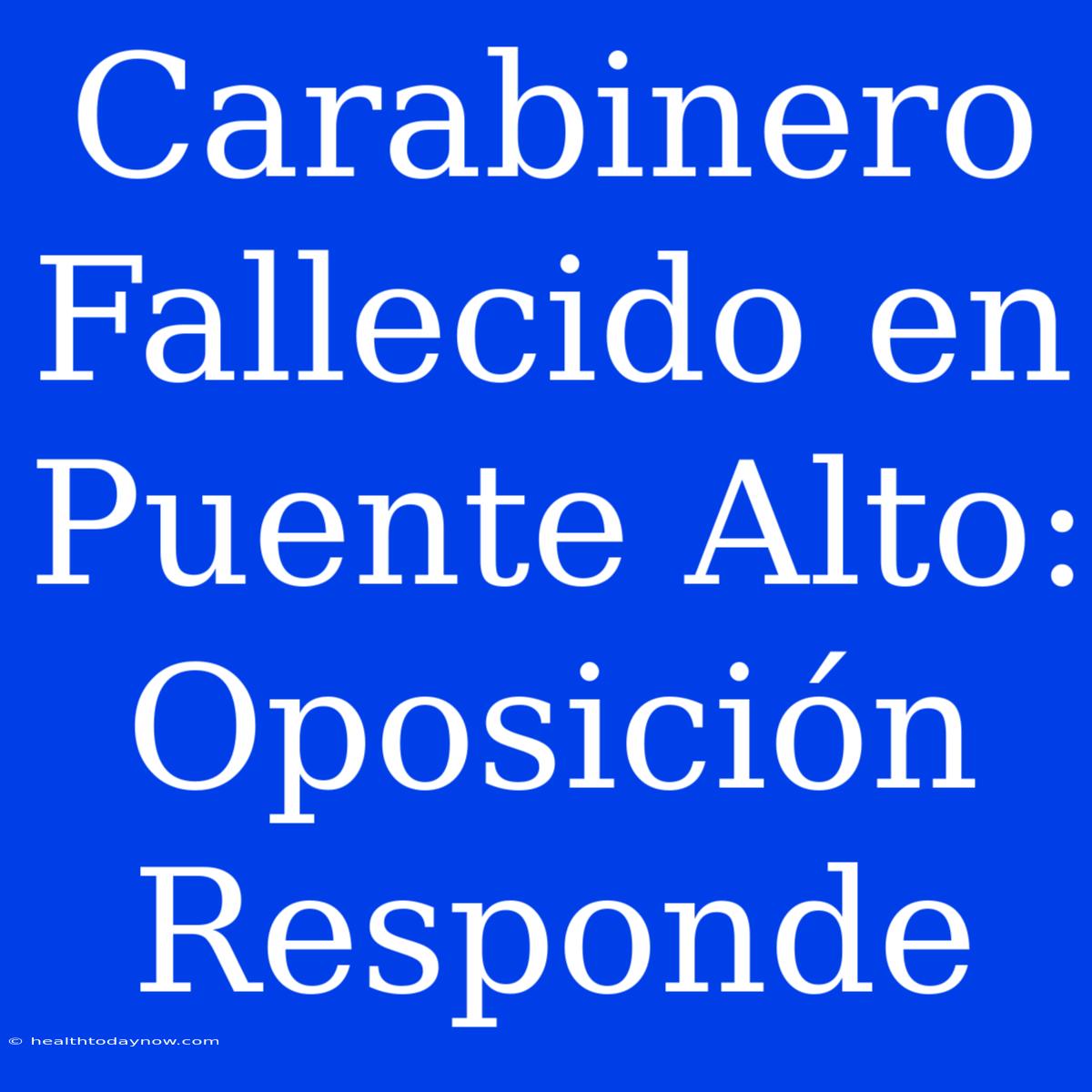 Carabinero Fallecido En Puente Alto: Oposición Responde