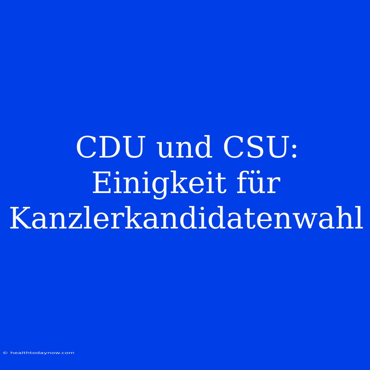 CDU Und CSU: Einigkeit Für Kanzlerkandidatenwahl