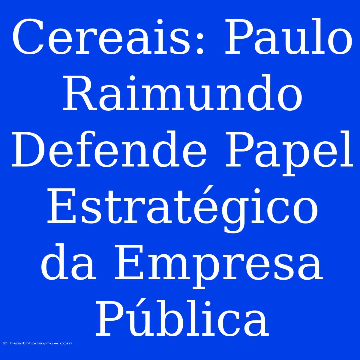 Cereais: Paulo Raimundo Defende Papel Estratégico Da Empresa Pública