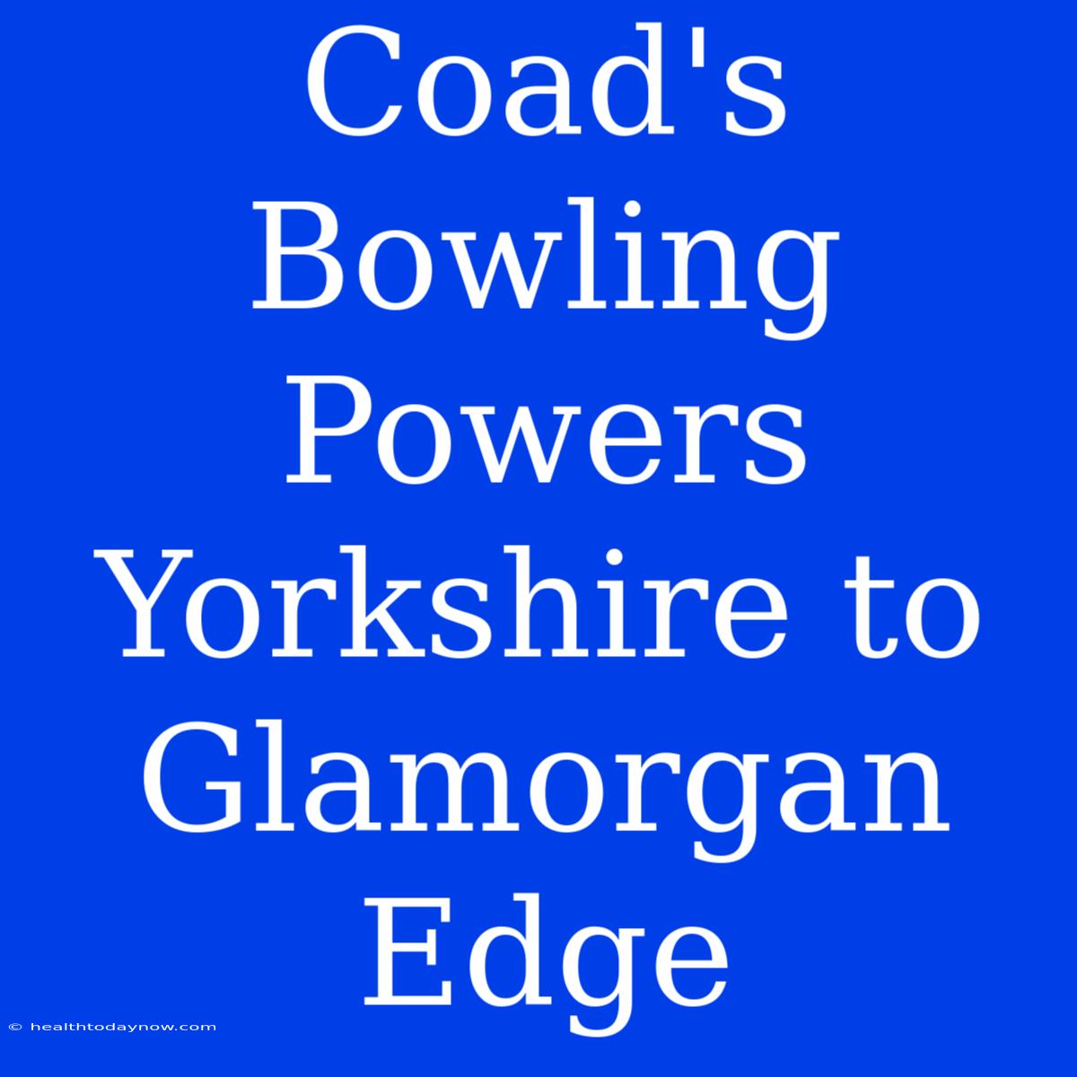 Coad's Bowling Powers Yorkshire To Glamorgan Edge