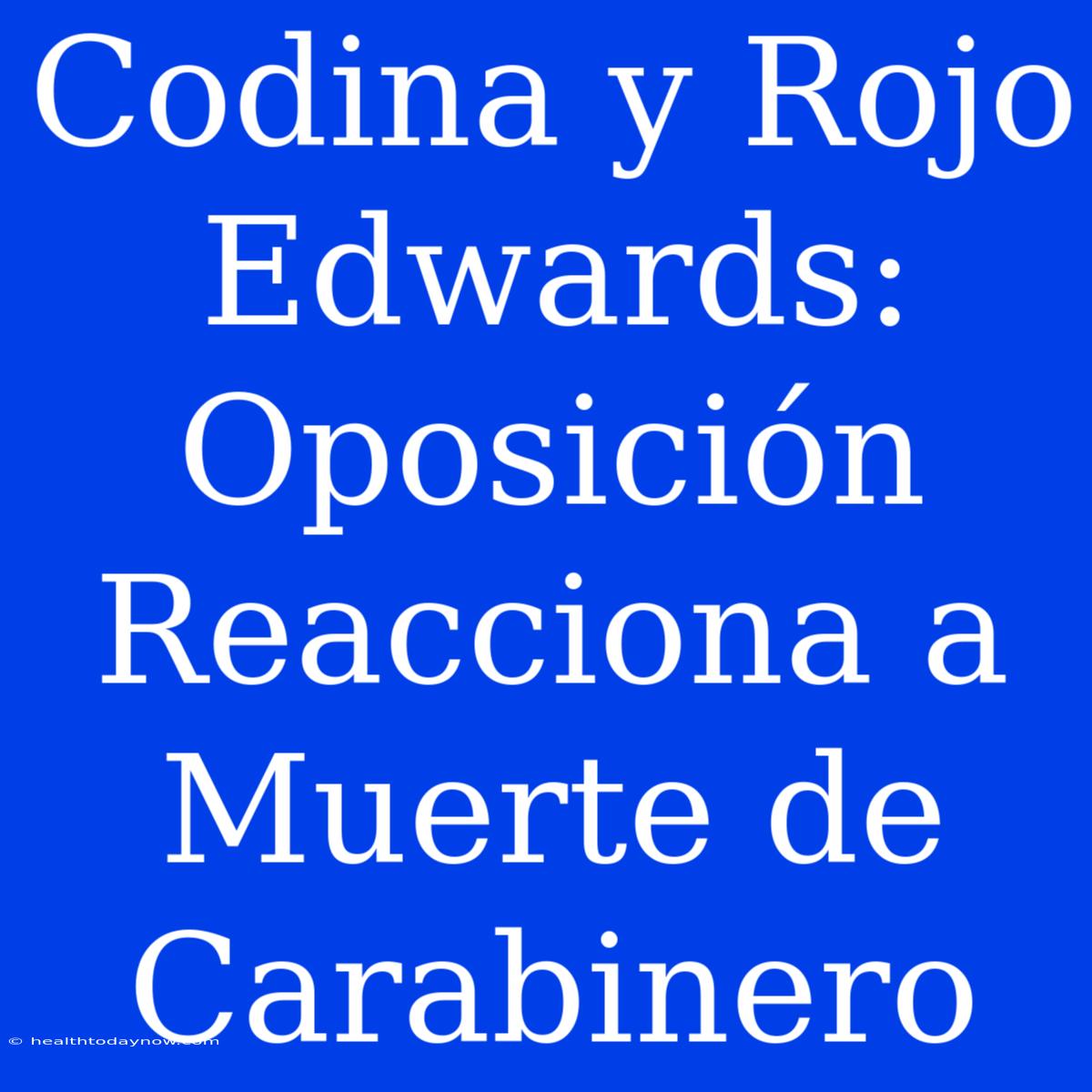 Codina Y Rojo Edwards: Oposición Reacciona A Muerte De Carabinero