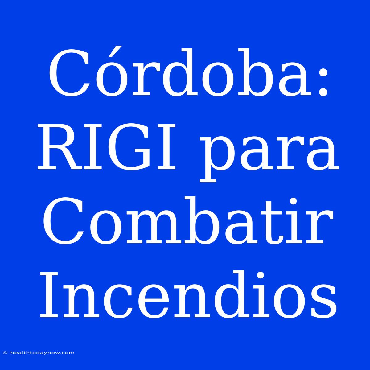 Córdoba: RIGI Para Combatir Incendios