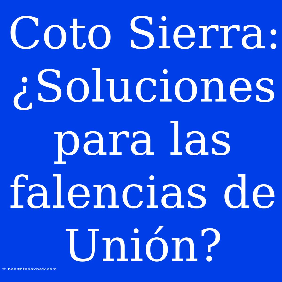 Coto Sierra: ¿Soluciones Para Las Falencias De Unión?