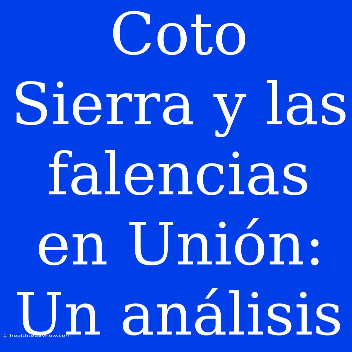 Coto Sierra Y Las Falencias En Unión: Un Análisis