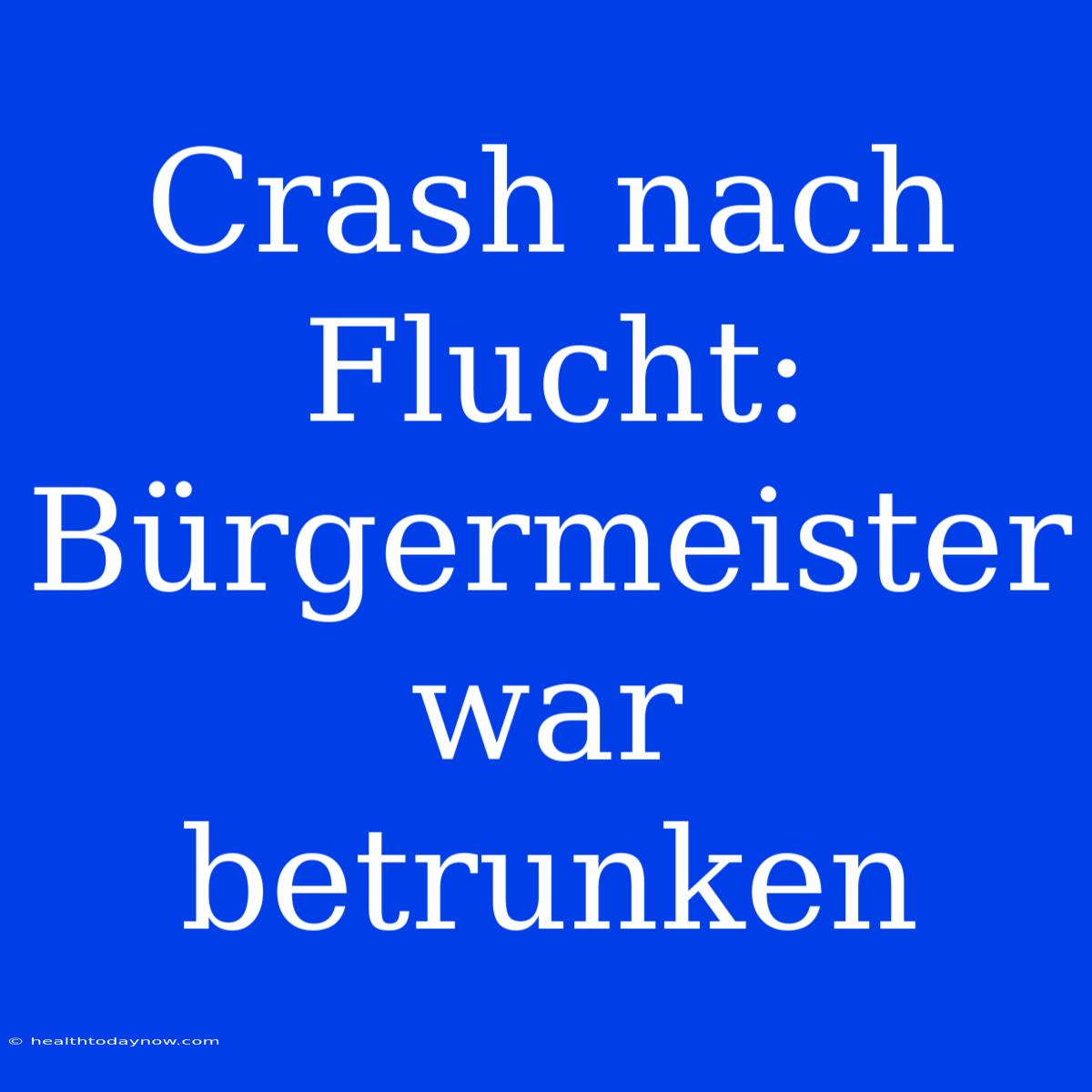 Crash Nach Flucht: Bürgermeister War Betrunken